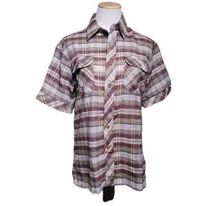 Kennington LTD California Vintage Button Up Shirt Striped Plaid Retro Mens 15.5